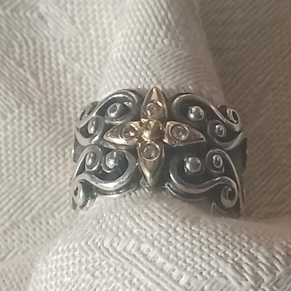 Konstantino Diamond Scroll Ring, SS &18k, Size 5.5 - Picture 2 of 13